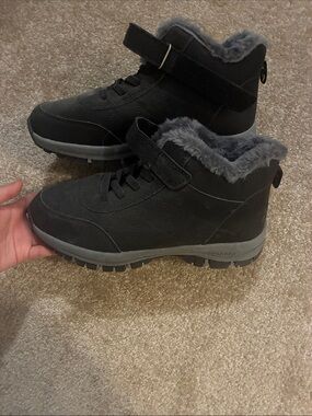 Men's Black Winter Faux-Fur Lined Ankle Boots